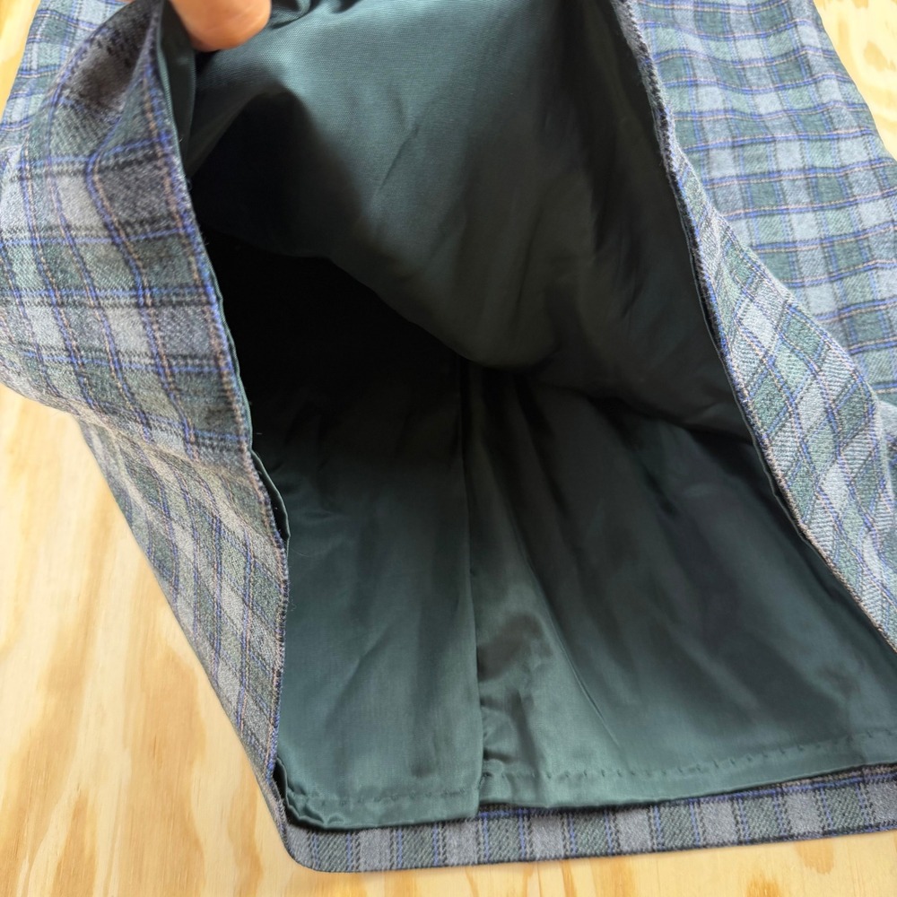 Vintage Pendleton Wool Skirt Suit Green Blue Plaid Blazer Set Made in USA - Picture 7 of 12
